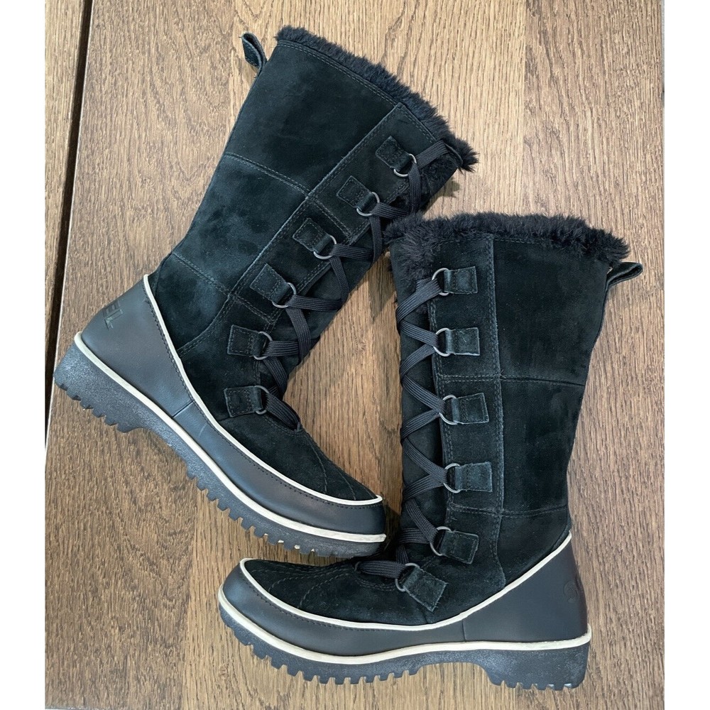 Sorel Tivoli High Li Black Suede Winter Boots Women’s 8 Waterproof Fleece Lining - Picture 5 of 9